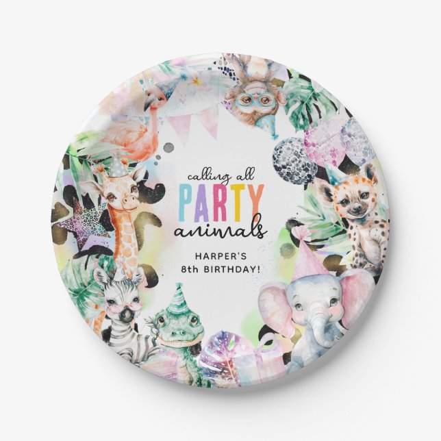 Aufrufen aller Party Animals Safairi Thema Geburts Pappteller (Vorderseite)