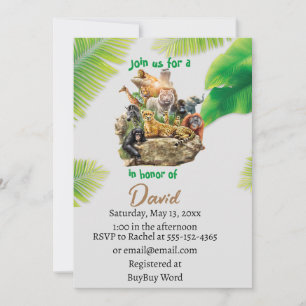 Aufrufen aller Party Tiere Safari Zoo Birthday Inv Einladung