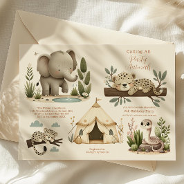 Aufrufen aller Party Tiere Safari Zoo Geburtstag Einladung