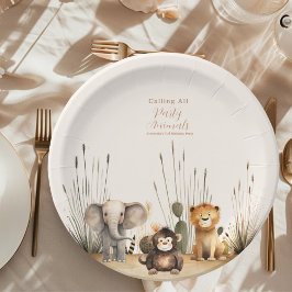 Aufrufen aller Party Tiere Safari Zoo Geburtstag Pappteller