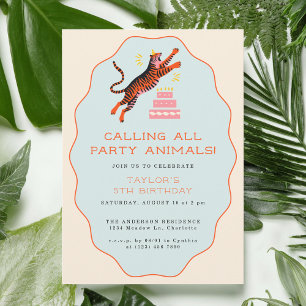 Aufrufen aller Party Tiere Tiger Kindergeburtstag Einladung