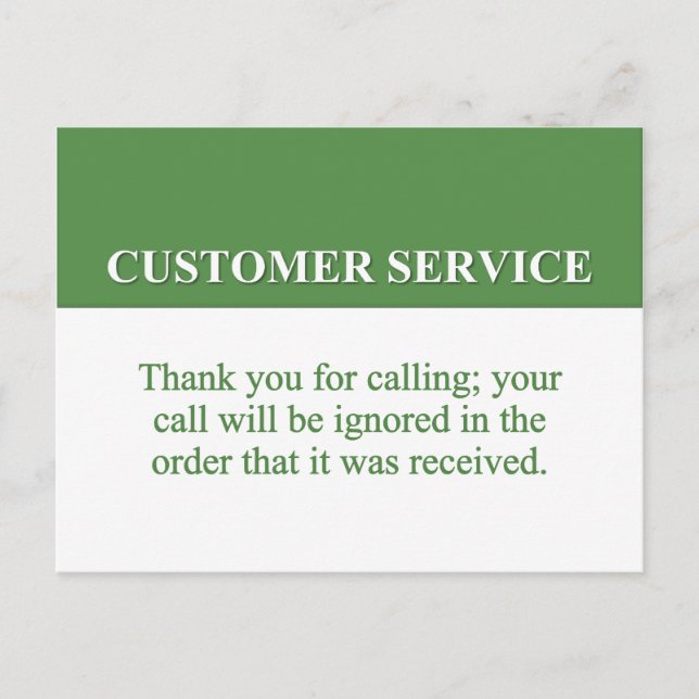 Aufrufen der Customer Service Line (2) Postkarte (Vorderseite)