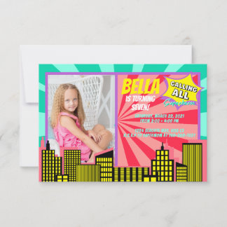 Aufrufen des Motivs All Superheroes Girl Power Sup Einladung