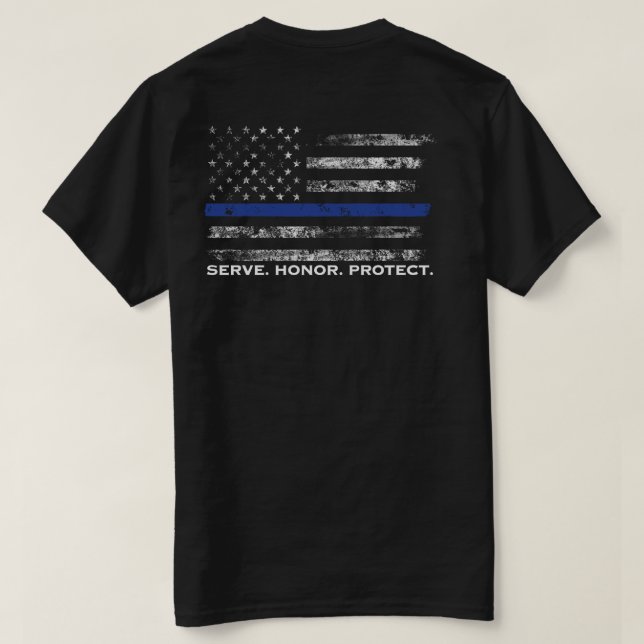 Aufschlags-Ehre schützen Flagge T-Shirt (Design Rückseite)