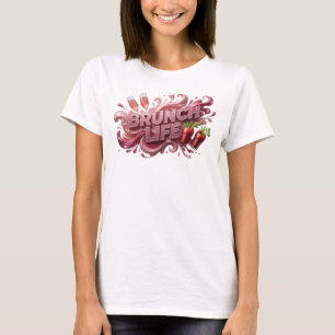Aufsehenerregendes rotes BRUNCH LIFE Slogan T-Shir T-Shirt