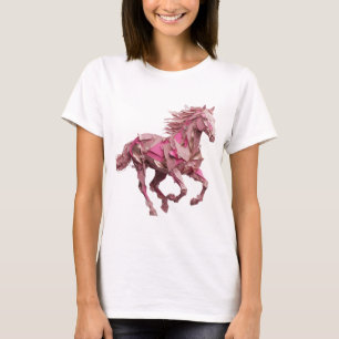 Aufsehenerregendes Silber-PINK-PFERD-Slogan-Design T-Shirt