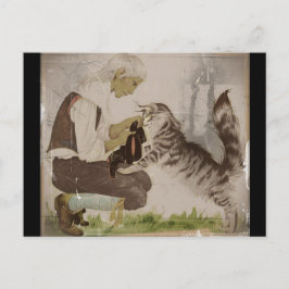 Aufsetzen von Stiefeln Postkarte