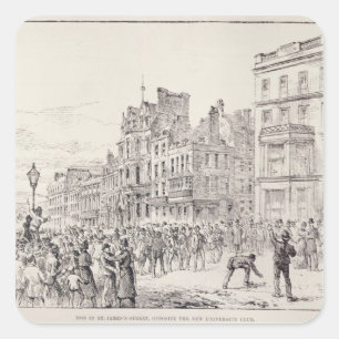 Aufstände im West End von London Quadratischer Aufkleber