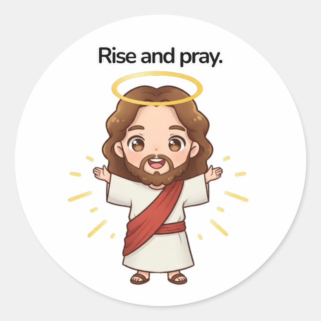 Aufstehen und Beten - Jesus reagiert Runder Aufkleber (Vorderseite)