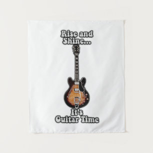 Aufstehen und strahlen. Es ist Gitarrenzeit. Vinta Wandteppich