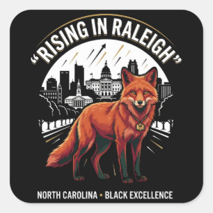 Aufsteigend in Raleigh Rotfuchs Schwarze Exzellenz Quadratischer Aufkleber