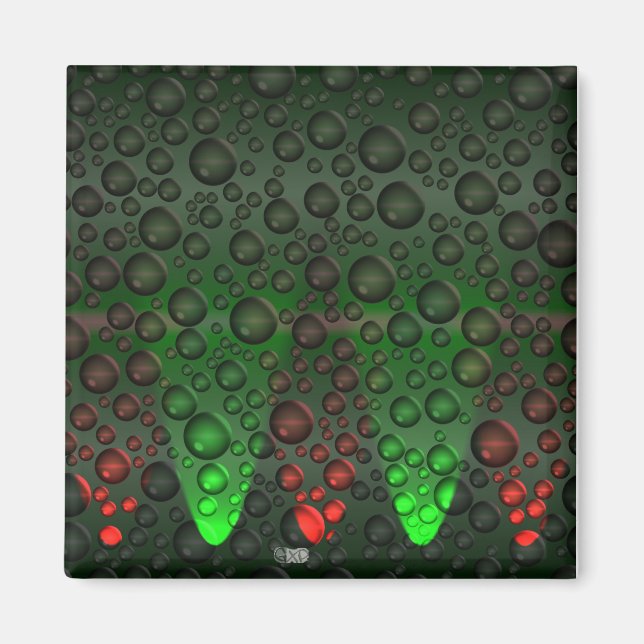 Aufsteigende Blasen Grün/Rot Magnet (Vorne)
