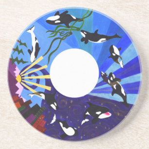 Aufsteigende Schwertwale Sandstein Untersetzer