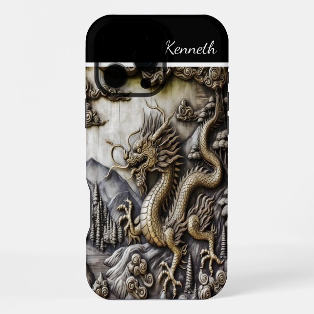 Aufsteigender Drache Berg iPhone 16 Pro Max Hülle (Rückseite)