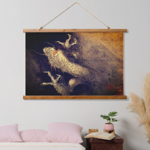 Aufsteigender Drache und Fuji Katsushika Hokusai 1 Wandteppich Mit Holzrahmen
