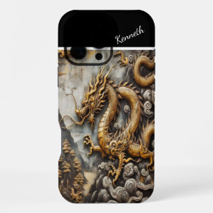 Aufsteigender Goldener Drache iPhone 16 Pro Max Hülle