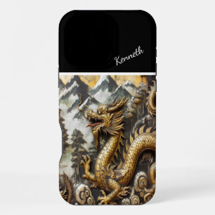 Aufsteigender Goldener Drache iPhone 16 Pro Max Hülle