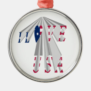 Aufsteigender Patriotismus: I Love USA Perspektiv Silbernes Ornament