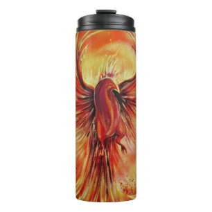 Aufsteigender Phönix Feuer Vogel Motivationsflamme Thermosbecher