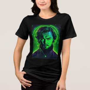 Aufsteigender Smaragd: Neon-Aura-Porträt Tri-Blend Shirt