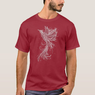 Aufsteigendes Phoenix-Weiß-Lineart-T-Shirt T-Shirt