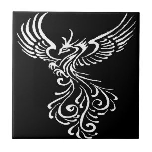 Aufstieg aus der Asche Phoenix weiße Illustration Fliese