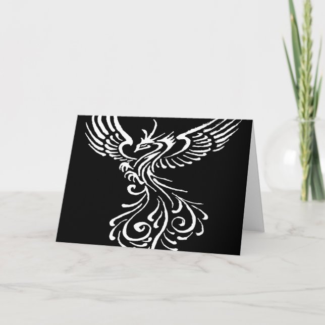 Aufstieg aus der Asche Phoenix weiße Illustration Karte (Vorderseite)