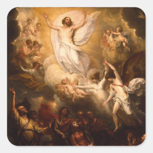 Aufstieg Christi mit Engeln Quadratischer Aufkleber