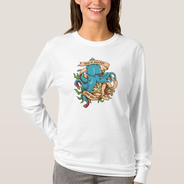 Aufstieg der Kraken Monster-Krake T-Shirt (Vorderseite)