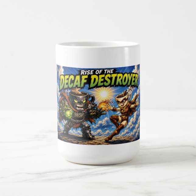 Aufstieg des Decaf-Zerstörer Kaffee Superhelden Co Kaffeetasse (Mittel)