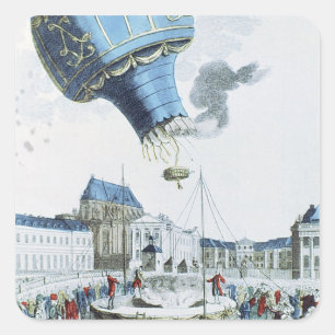 Aufstieg des Montgolfier Bruderheißluftballons Quadratischer Aufkleber