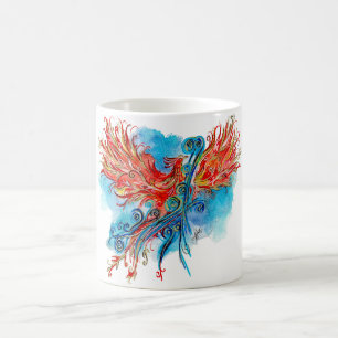 Aufstieg des strahlenden goldenen Phönix-Aquarells Kaffeetasse