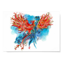 Aufstieg des strahlenden goldenen Phönix-Aquarells