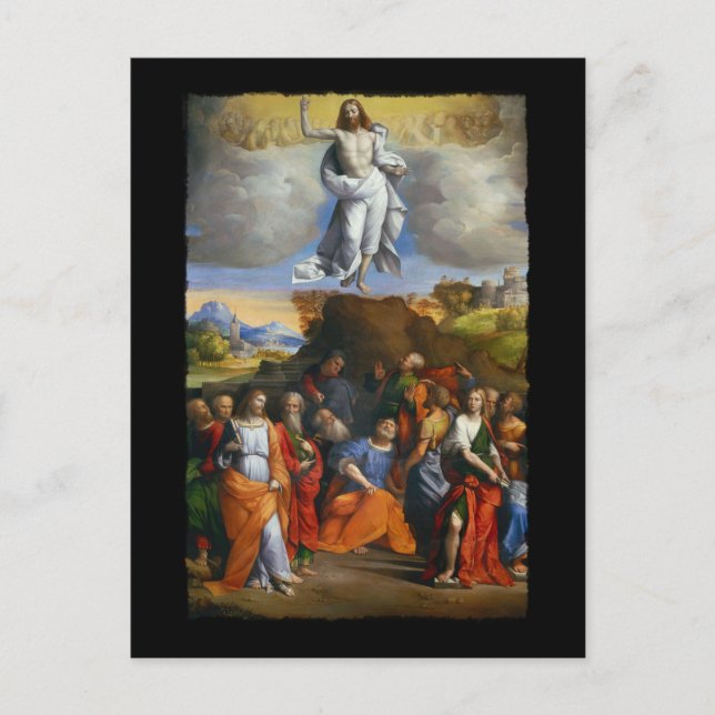 Aufstieg in goldene Wolken Postkarte (Vorderseite)