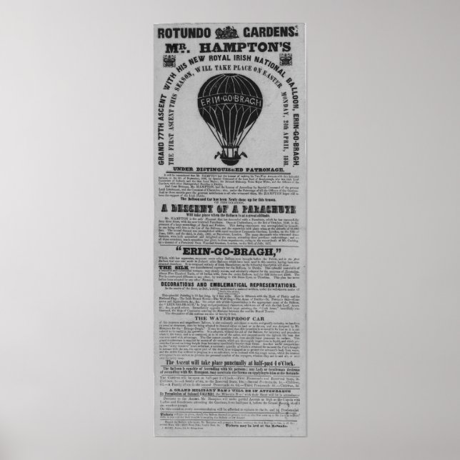 Aufstieg Rotunda Baloon, Antique Dublin Irland Poster (Vorne)