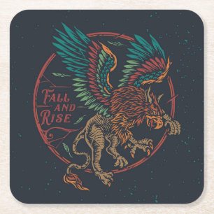 Aufstieg und Fall des Mythologischen Griffins Rechteckiger Pappuntersetzer