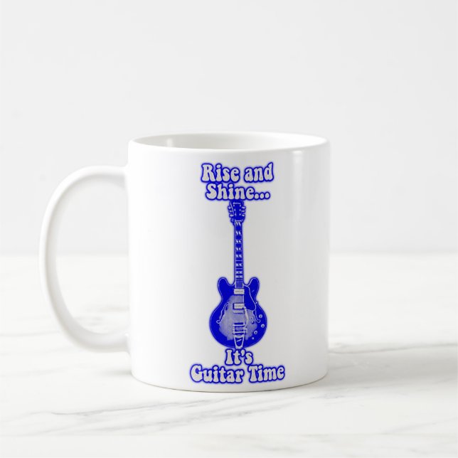 Aufstieg und Glanz. Es ist Gitarre Zeit.Retro blau Kaffeetasse (Links)