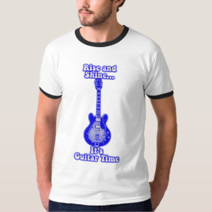 Aufstieg und Glanz. Es ist Gitarre Zeit.Retro blau T-Shirt