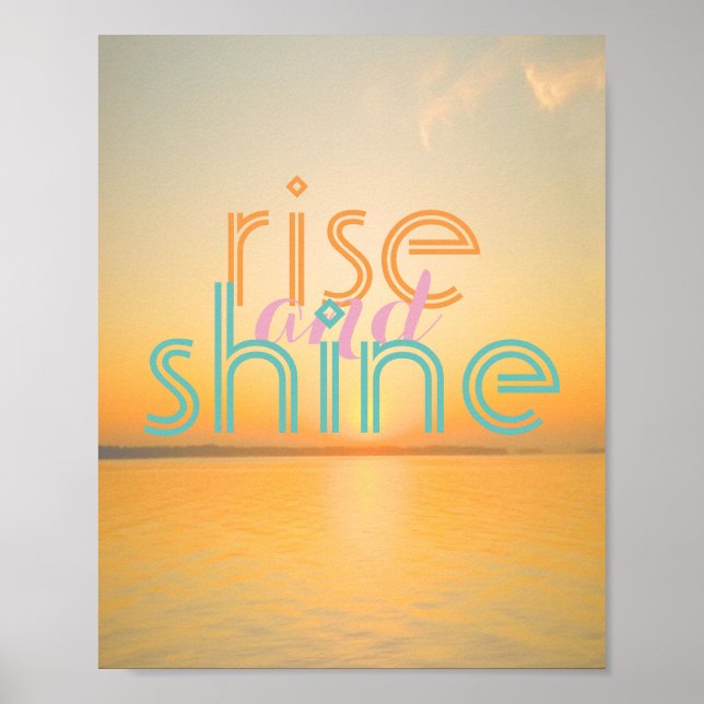 Aufstieg und glänzender Plakattext auf Sonnenaufga Poster (Vorne)