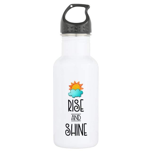 Aufstieg und Rheintypografie mit Sonne und Wolke Edelstahlflasche (Vorderseite)