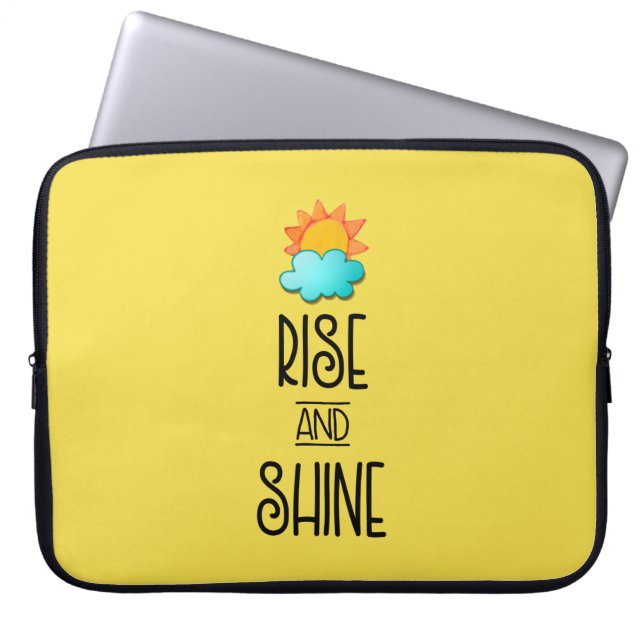 Aufstieg und Rheintypografie mit Sonne und Wolke Laptopschutzhülle (Vorderseite)