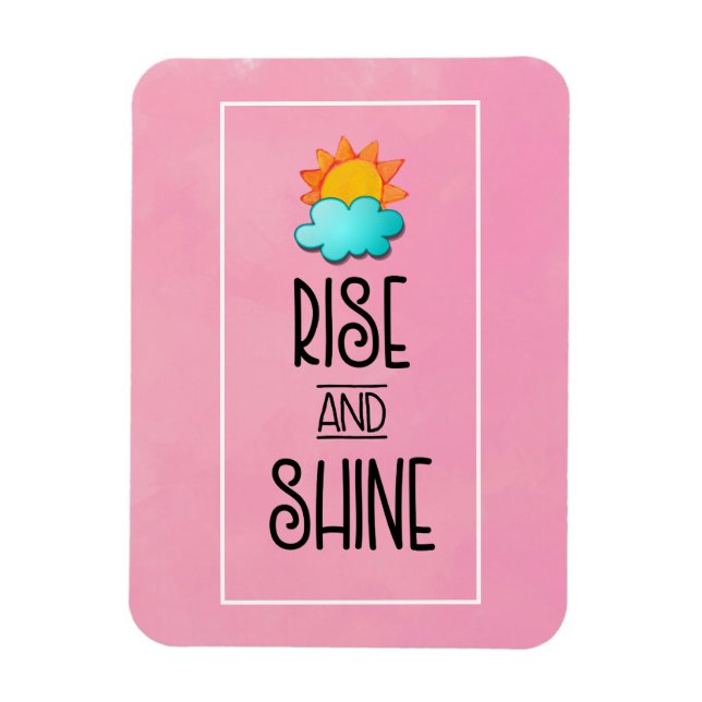 Aufstieg und Rheintypografie mit Sonne und Wolke Magnet (Vertikal)