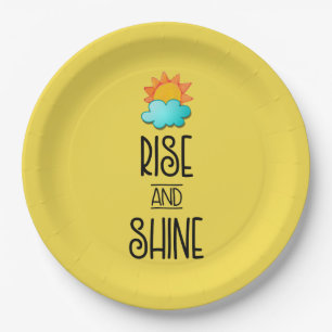 Aufstieg und Rheintypografie mit Sonne und Wolke Pappteller