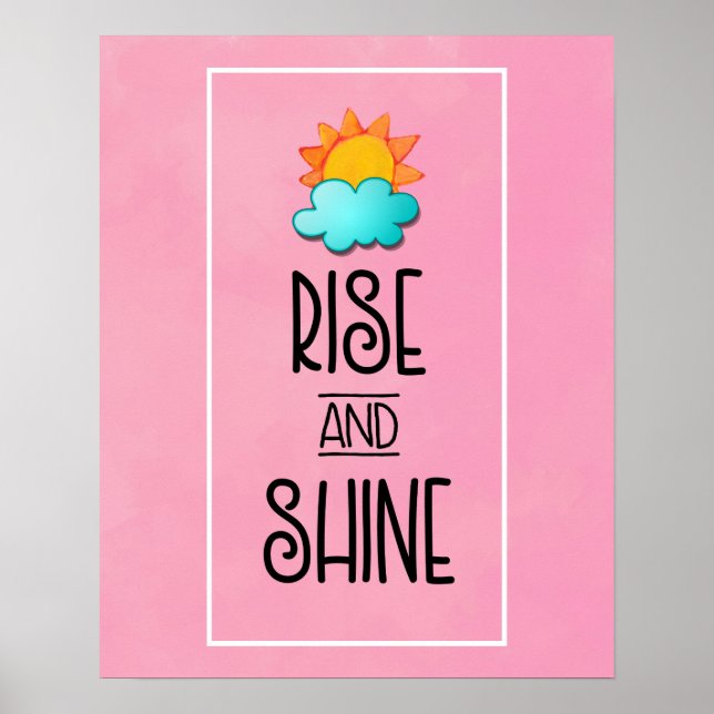 Aufstieg und Rheintypografie mit Sonne und Wolke Poster (Vorne)