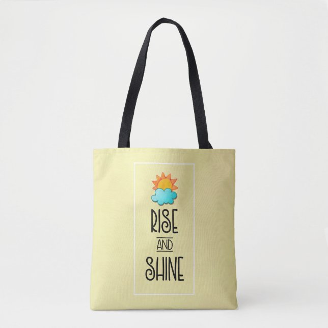 Aufstieg und Rheintypografie mit Sonne und Wolke Tasche (Vorderseite)