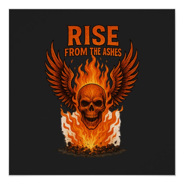 Aufstieg von den Aschen - flammender Schädel mit F Poster (Vorderseite)