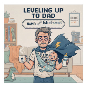 Aufstieg zum Dad-Funny-Neuer-Vater-Personalisierte Poster