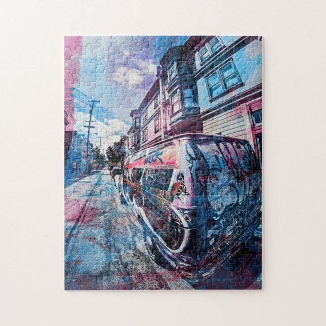 Auftrag-Bezirks-Graffiti schaukeln den Packwagen (Vertikal)