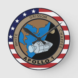 Auftrag-Flecken-Logo Apollo 1 Runde Wanduhr