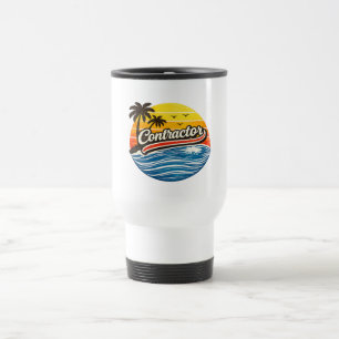 Auftragnehmer Retro Sonnenuntergang Design Reisebecher